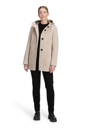 Wolljacke mit Kapuze - 7400-Light Sand - Beige