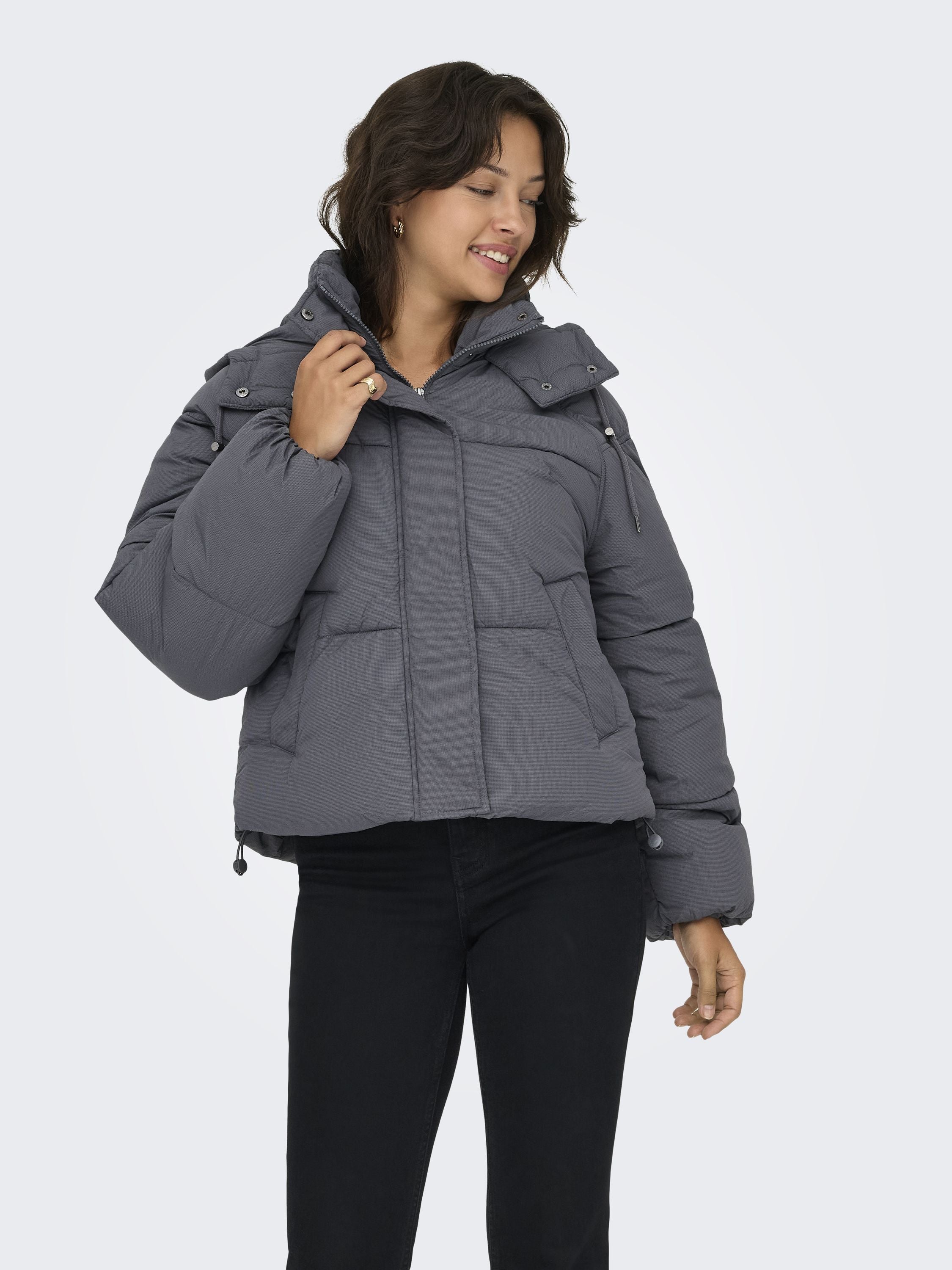 Steppjacke mit Kapuze - Blackened Pearl - Grau