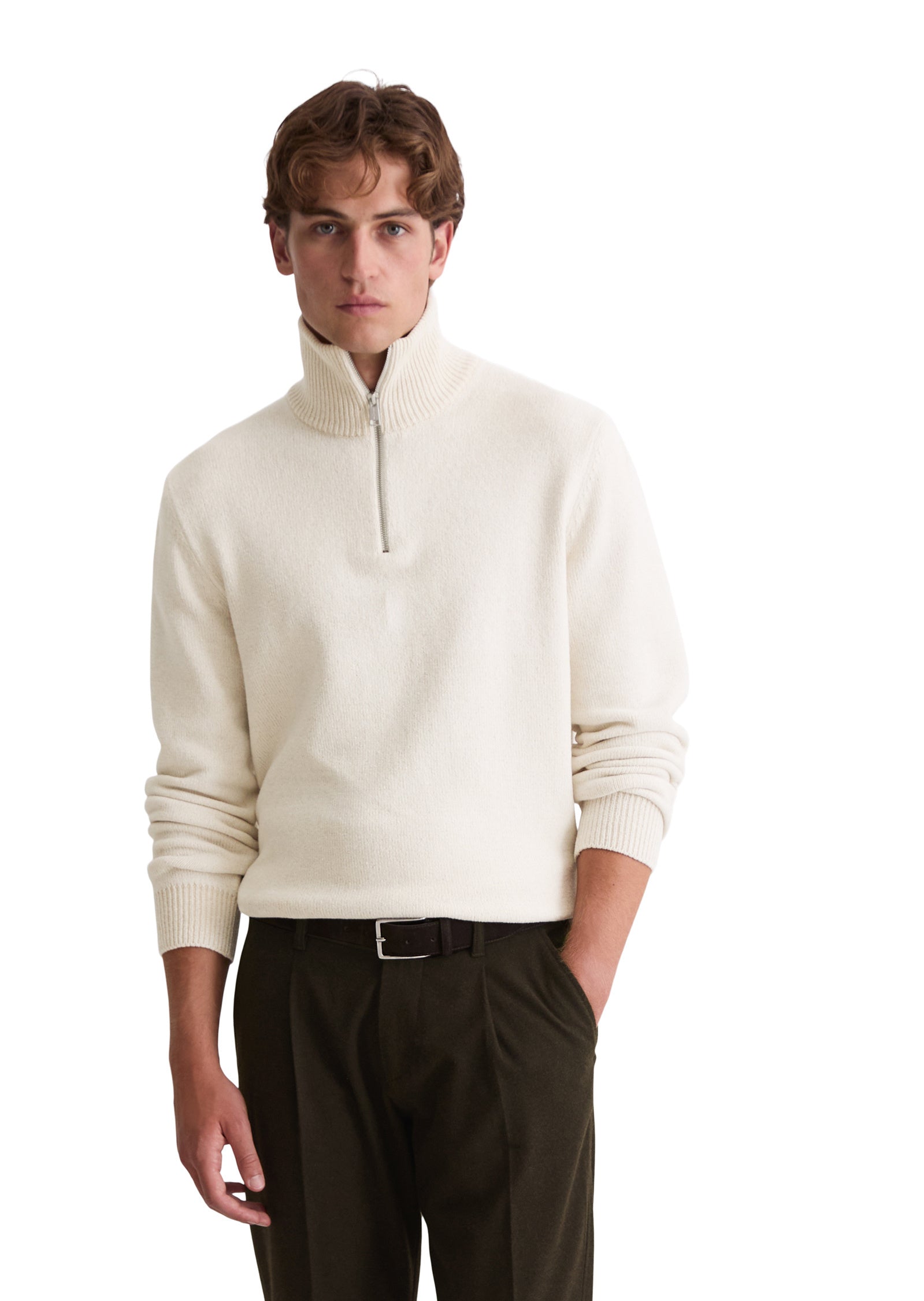 Troyer aus Wollmix Regular Fit - 152-white cotton - Creme