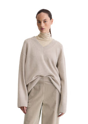 Strickpullover aus Schurwolle - 915-chalky mauve melange - Beige