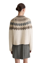 Strickpullover aus Schurwollmix - J40-fair isle / white cotton - Creme