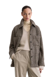 Hemdjacke aus Wollmix - W99-multi/ glen check - Braun