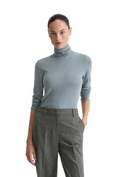 Dünner Strickpullover mit Rollkragen - 857-slate blue - Blau