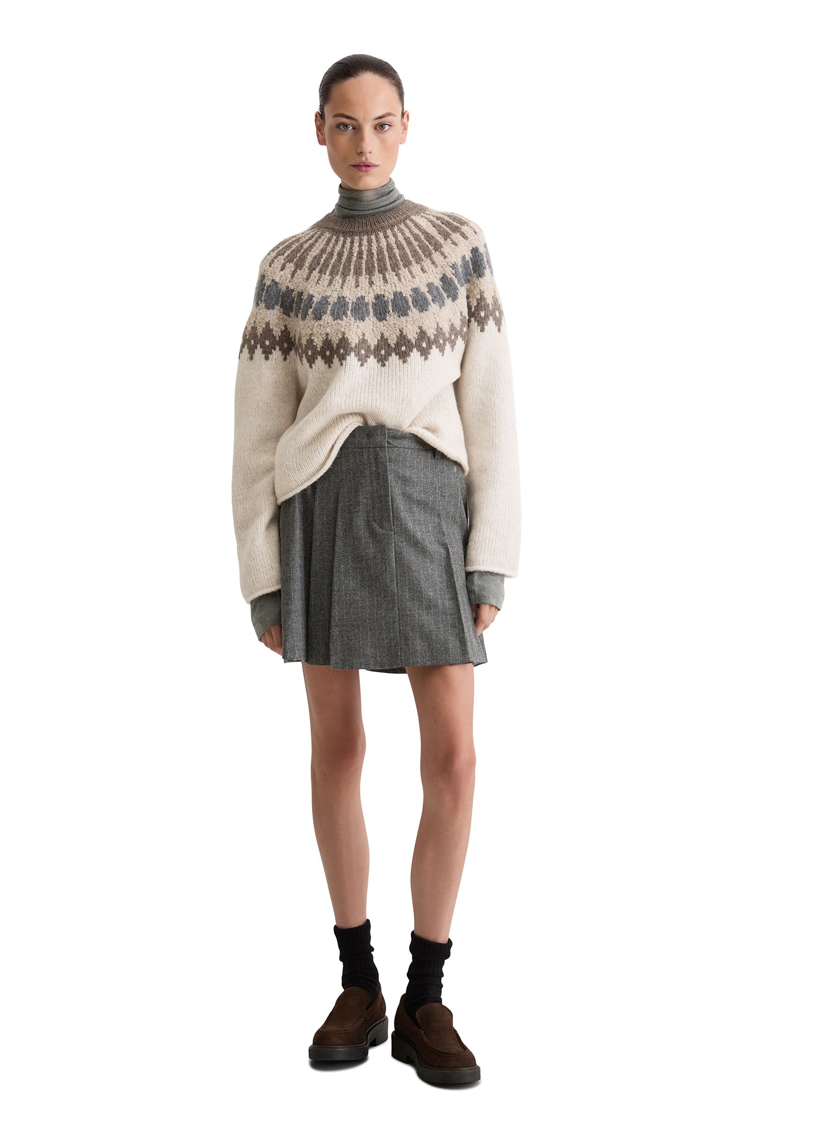 Strickpullover aus Schurwollmix - J40-fair isle / white cotton - Creme