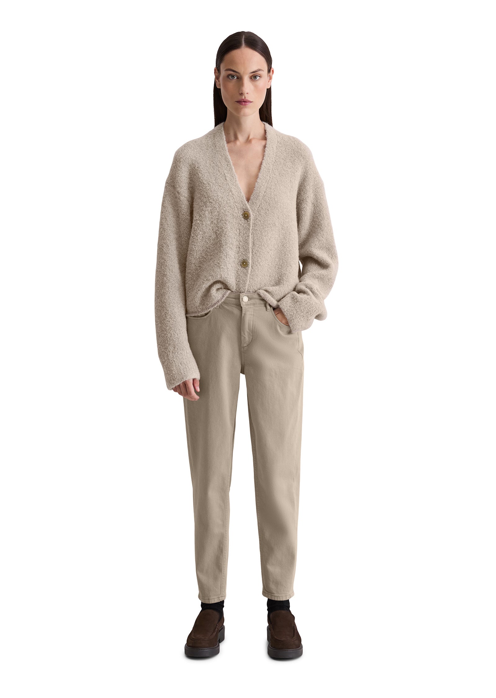 Strick-Cardigan aus Bouclé - 915-chalky mauve melange - Beige