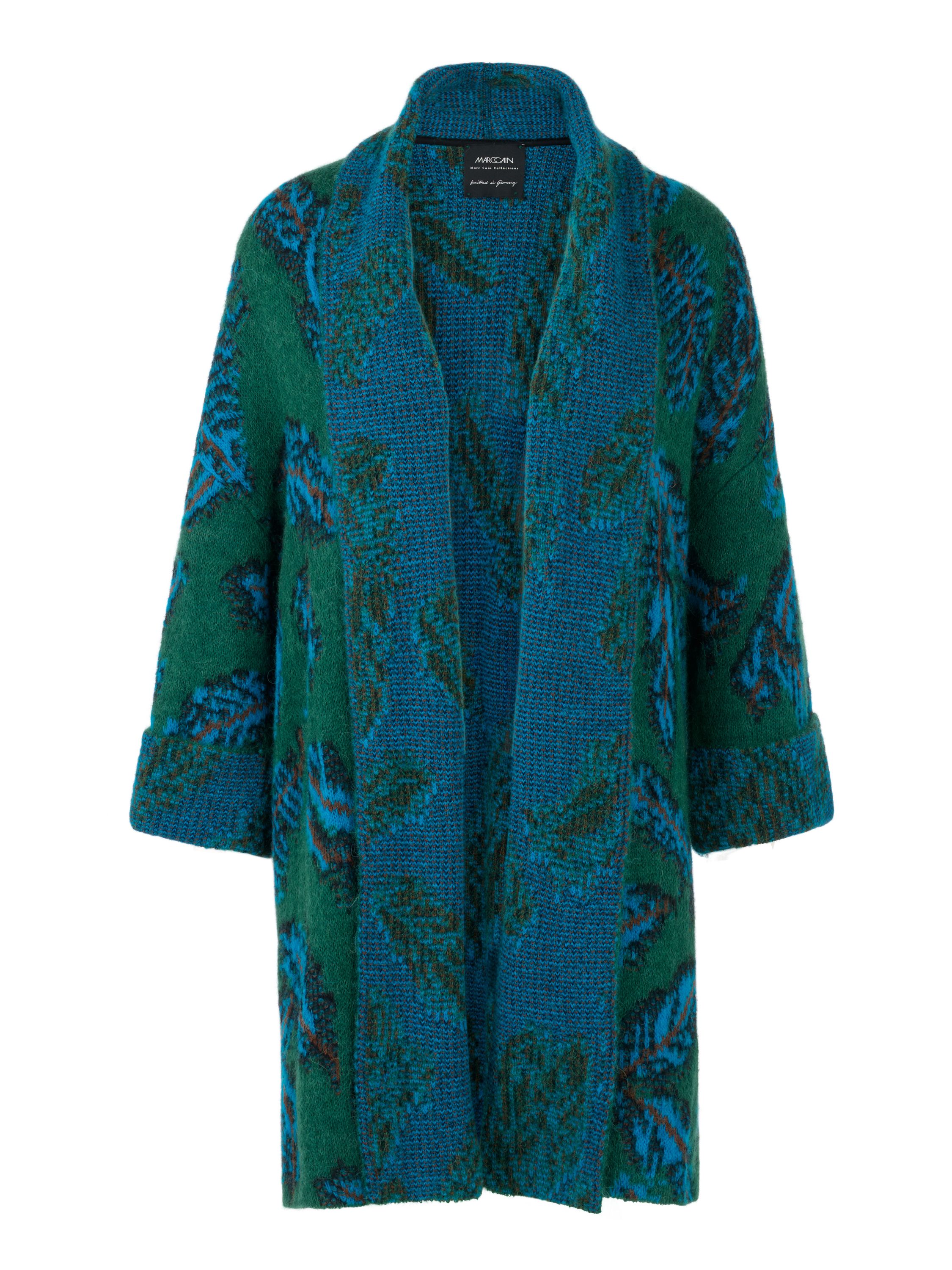 Strickjacke gemustert aus Wollmix - 556 - Grün