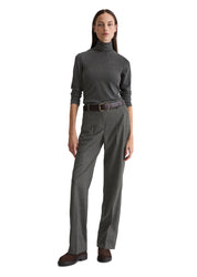 Dünner Strickpullover mit Rollkragen - 927-rocky grey melange - Grau