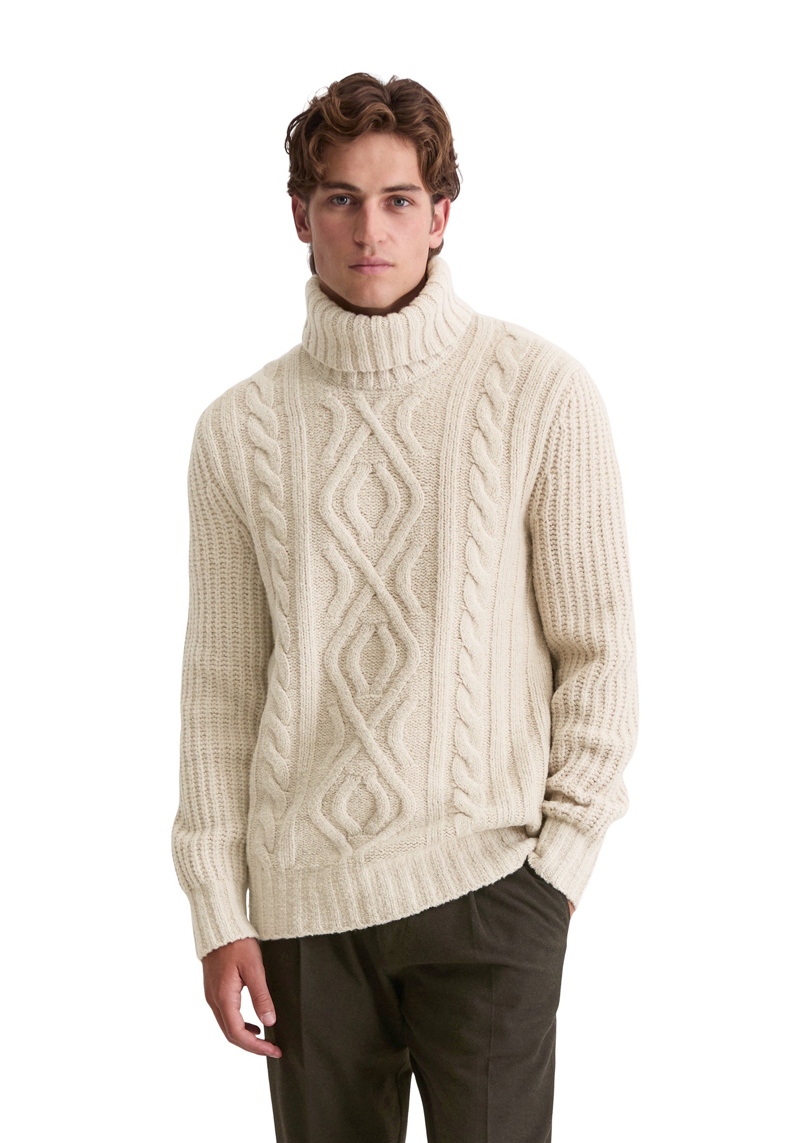 Strickpullover mit Rollkragen Regular Fit - 707-gray silk - Beige