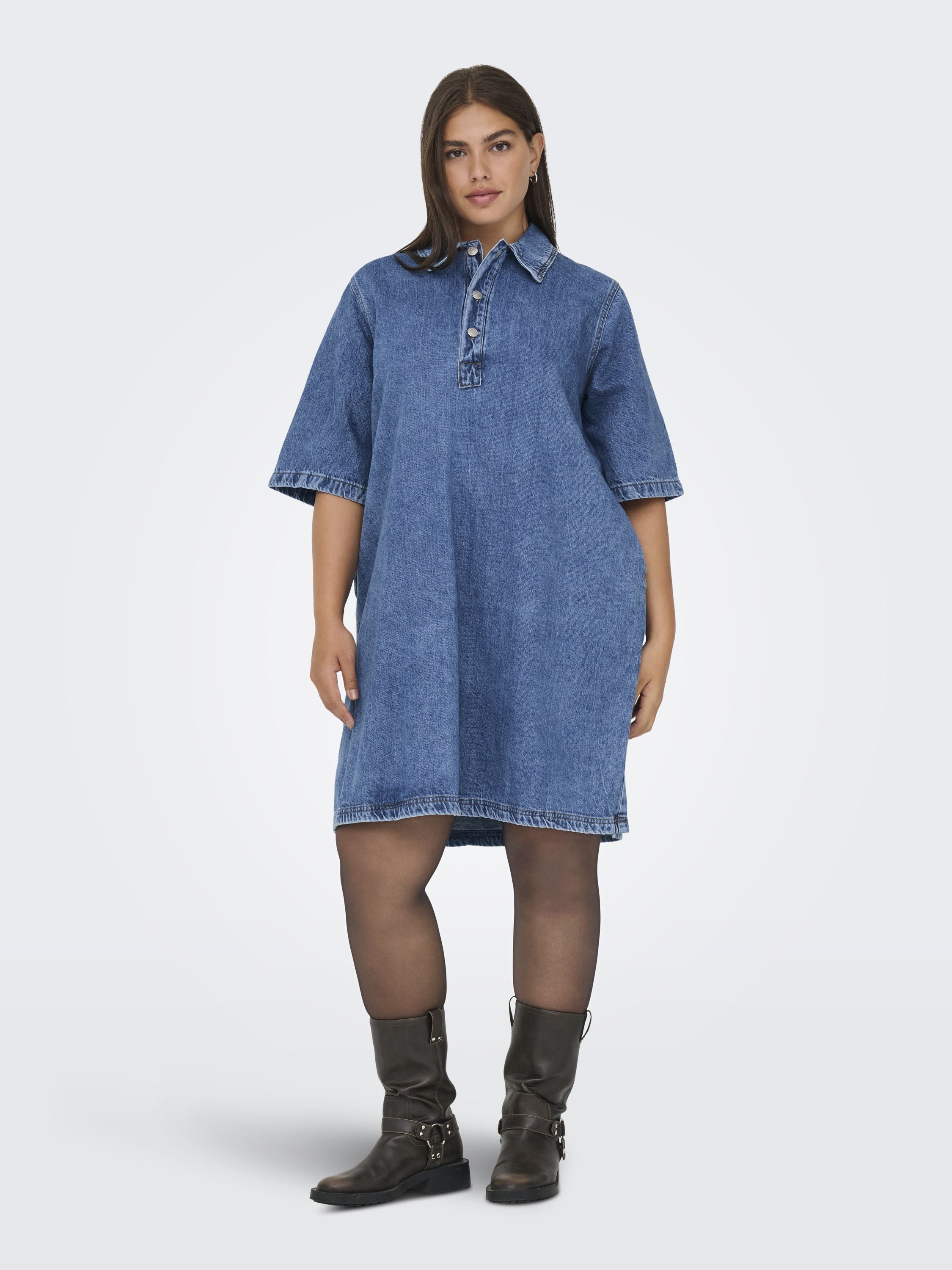 Jeanskleid Midi - Medium Blue Denim - Blau