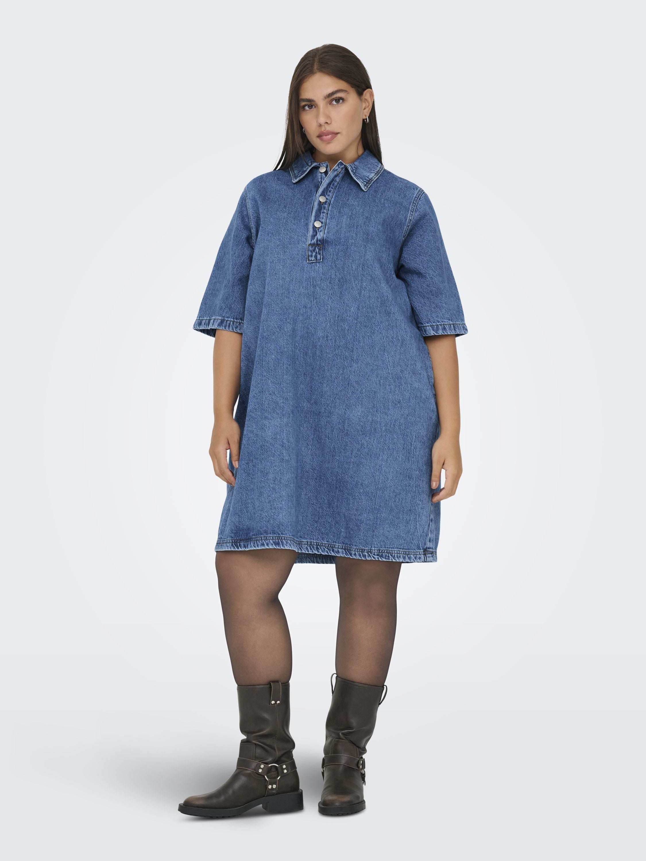 Jeanskleid Midi - Medium Blue Denim - Blau