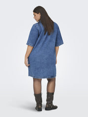 Jeanskleid Midi - Medium Blue Denim - Blau