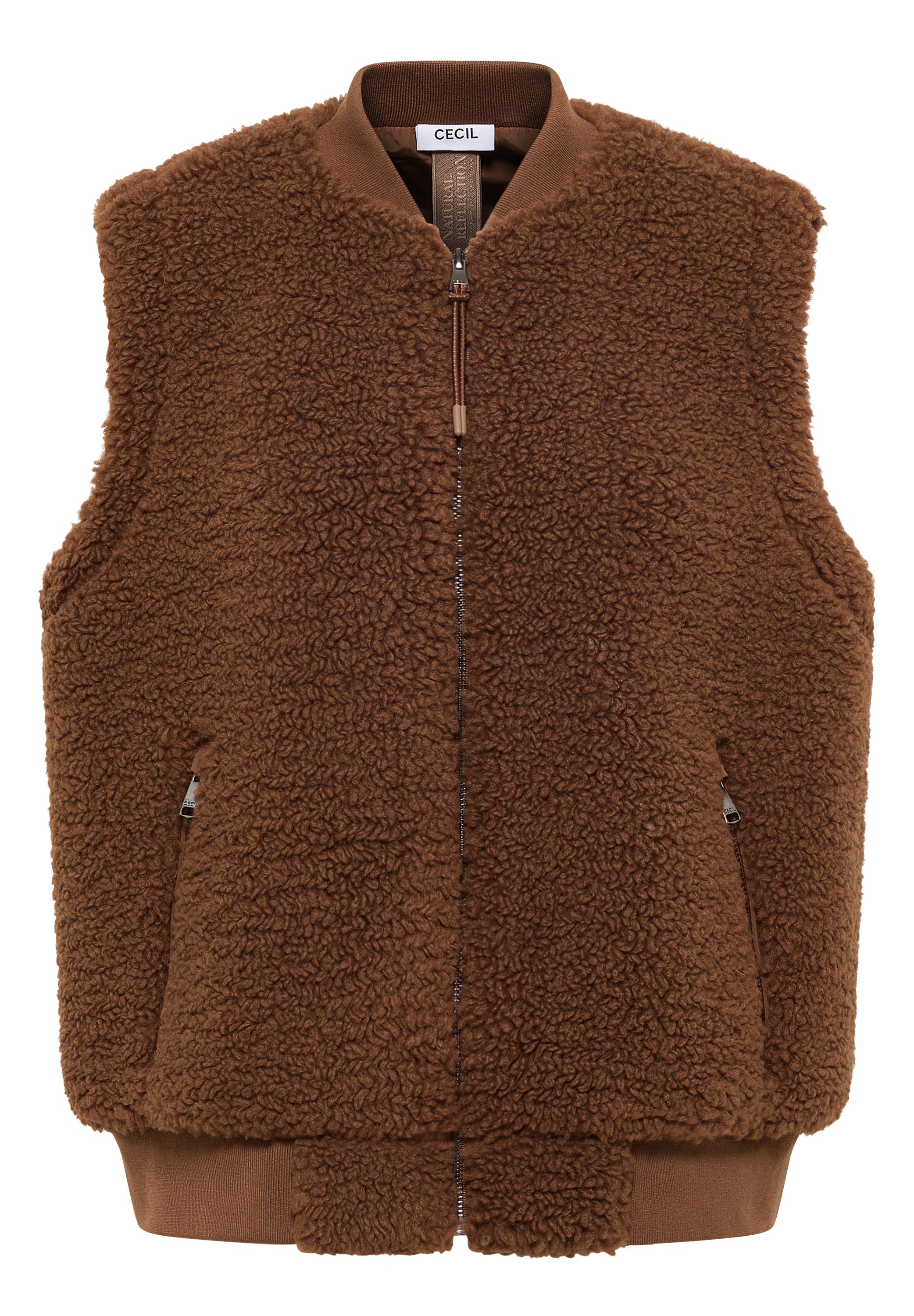 Teddyweste mit Bündchenkragen - 17113 mocha caramel - Braun