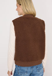 Teddyweste mit Bündchenkragen - 17113 mocha caramel - Braun