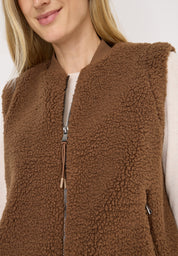 Teddyweste mit Bündchenkragen - 17113 mocha caramel - Braun