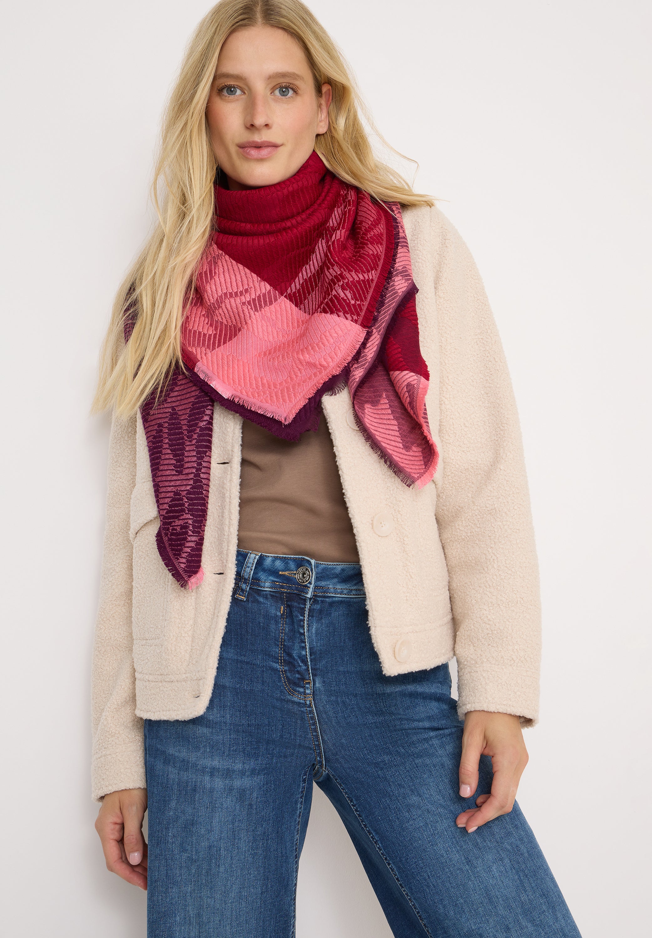 Schal mit Zebramuster - 36710 beaujolais red - Rot