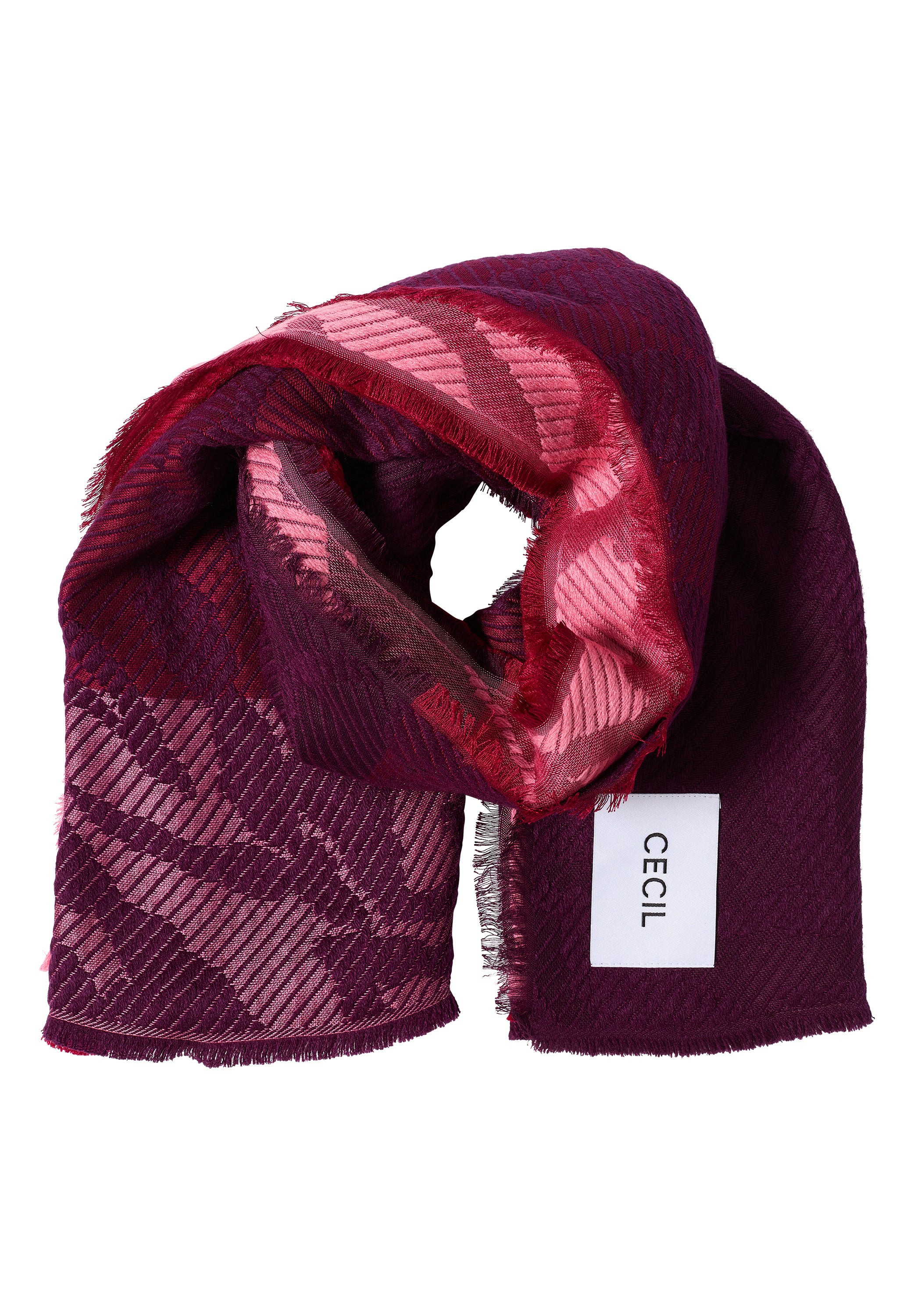 Schal mit Zebramuster - 36710 beaujolais red - Rot