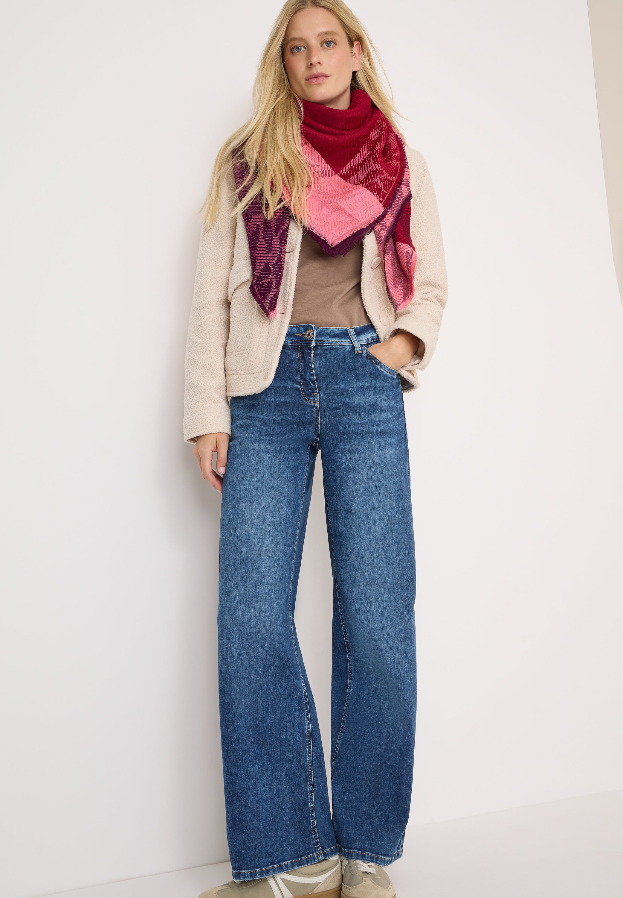 Schal mit Zebramuster - 36710 beaujolais red - Rot