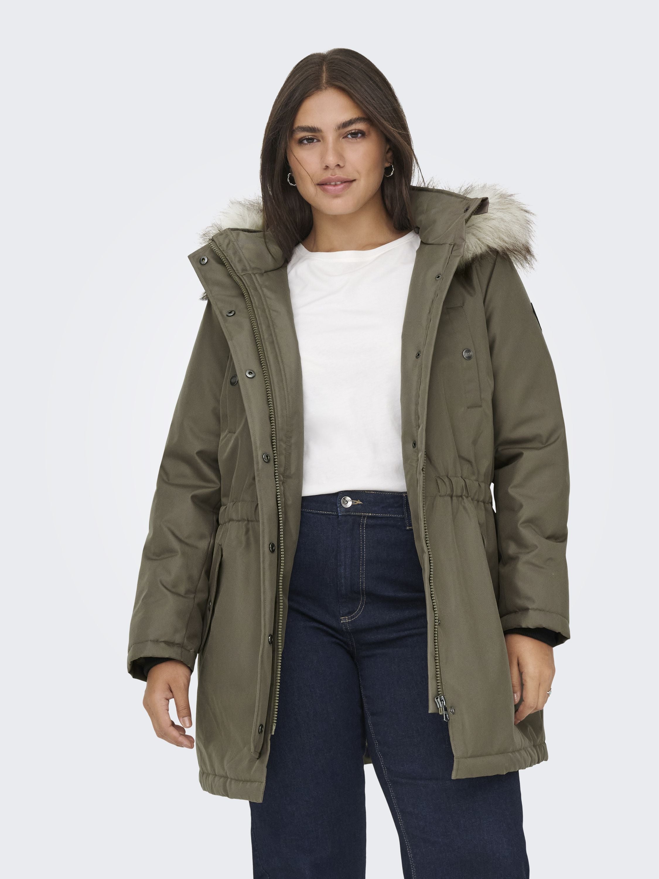 Parka Jacke - Stone Gray/NATURE FUR - Khaki