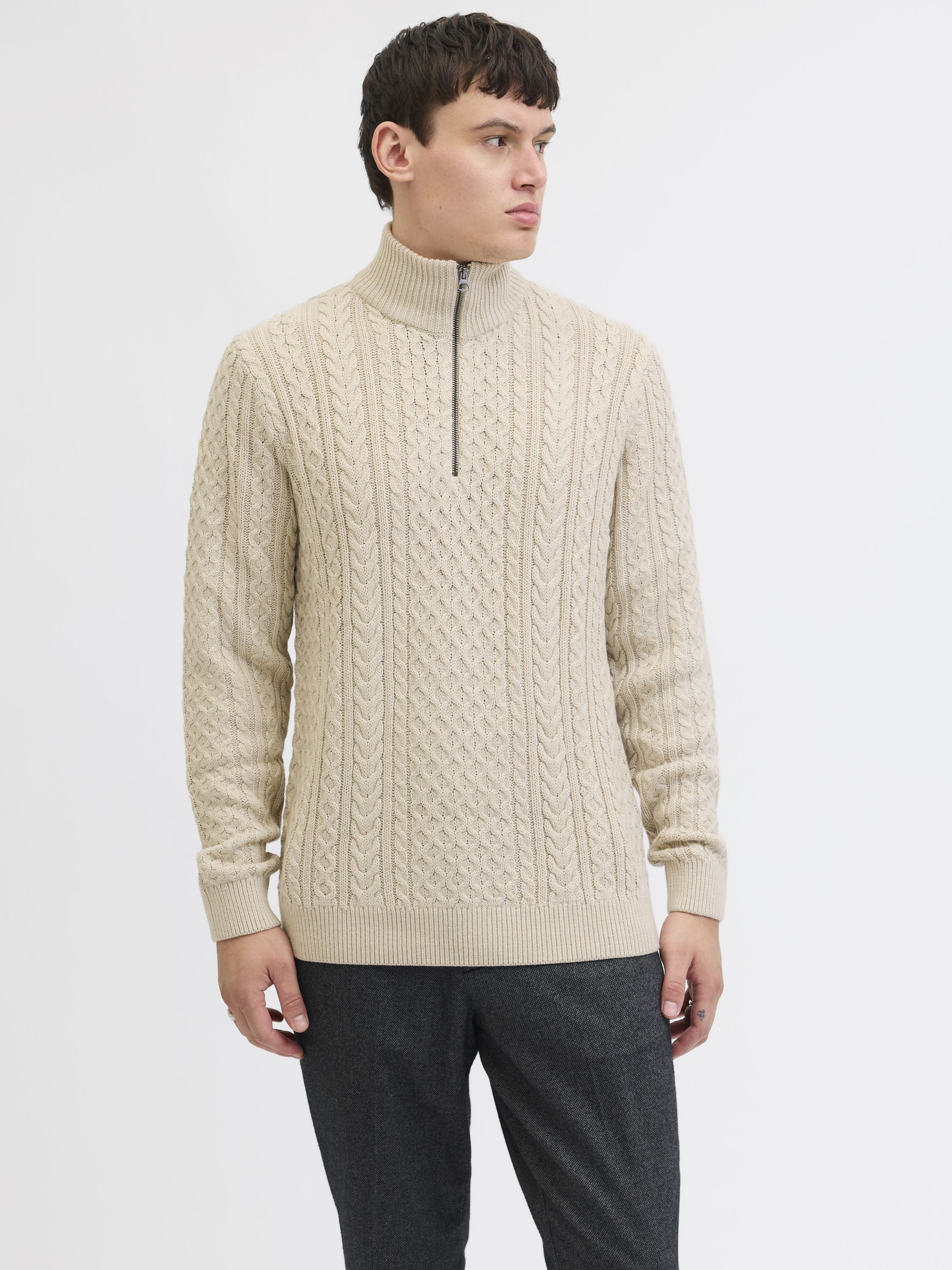 Strickpullover aus Baumwollmix - Silver Lining/Melange - Beige