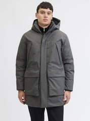 Parka meliert mit Kapuze - Dark Grey Melange/Melange - Grau