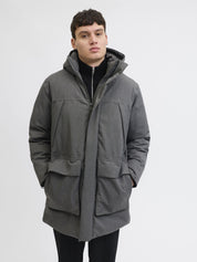 Parka meliert mit Kapuze - Dark Grey Melange/Melange - Grau