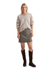 Minirock kariert aus Wollmix - W99-multi/ glen check - Braun