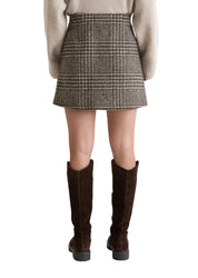 Minirock kariert aus Wollmix - W99-multi/ glen check - Braun