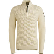 Strickpullover mit Troyerkragen - 7013-Bone White - Creme