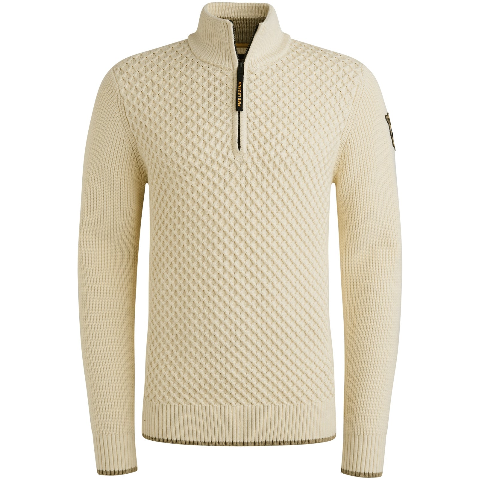 Strickpullover mit Troyerkragen - 7013-Bone White - Creme