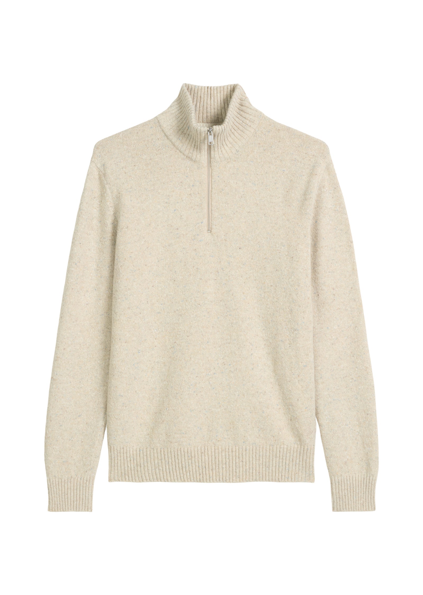 Strickpullover Troyer aus Wollmix - 707-gray silk - Creme