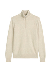 Strickpullover Troyer aus Wollmix - 707-gray silk - Creme