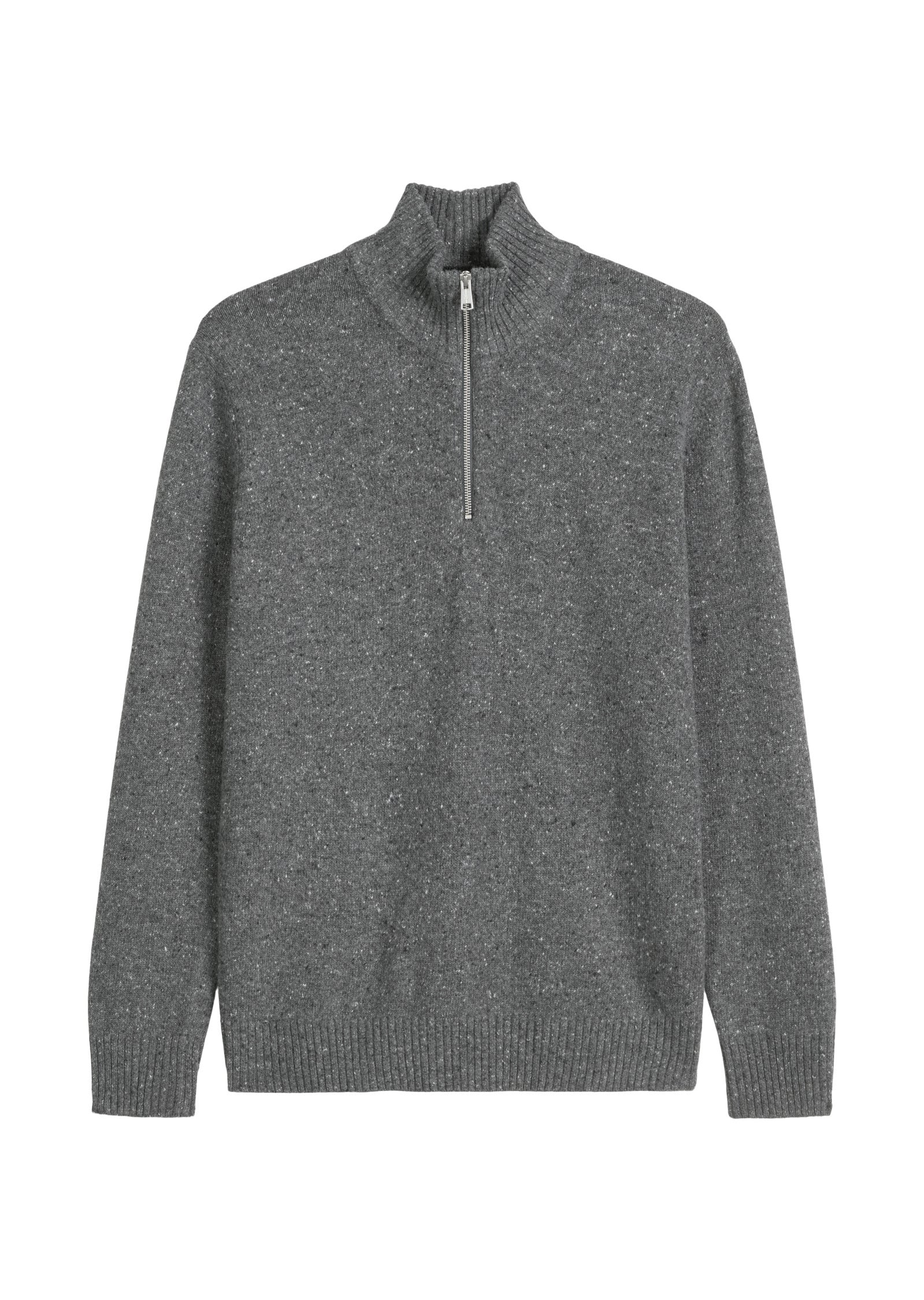 Strickpullover Troyer aus Wollmix - 969-graphite grey melange - Grau