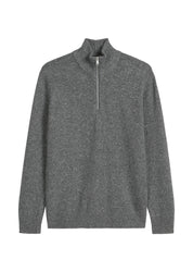 Strickpullover Troyer aus Wollmix - 969-graphite grey melange - Grau