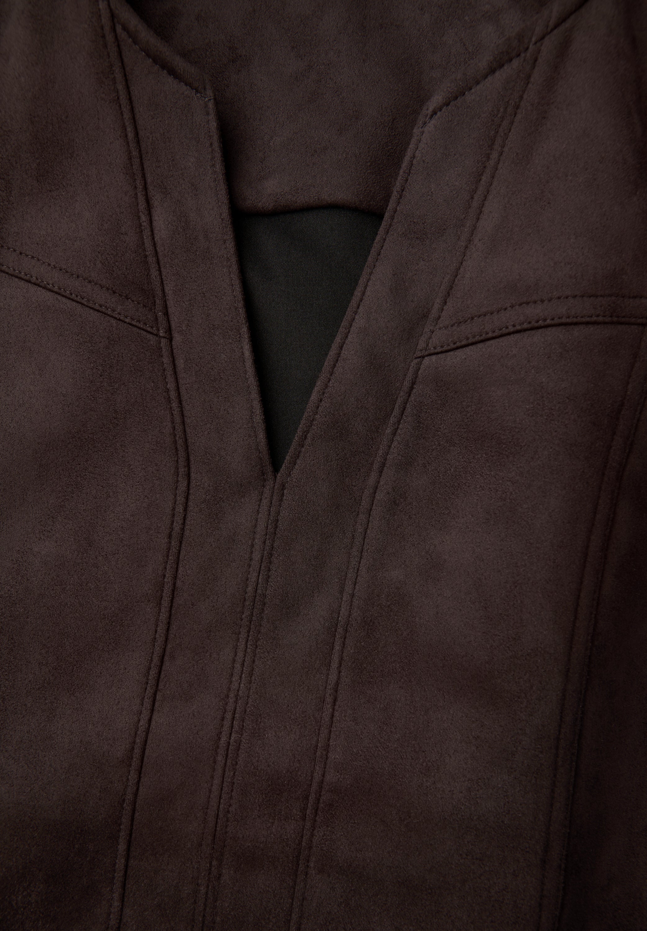Velourskleid Midi mit V-Ausschnitt - 16866-deep roast brown - Braun