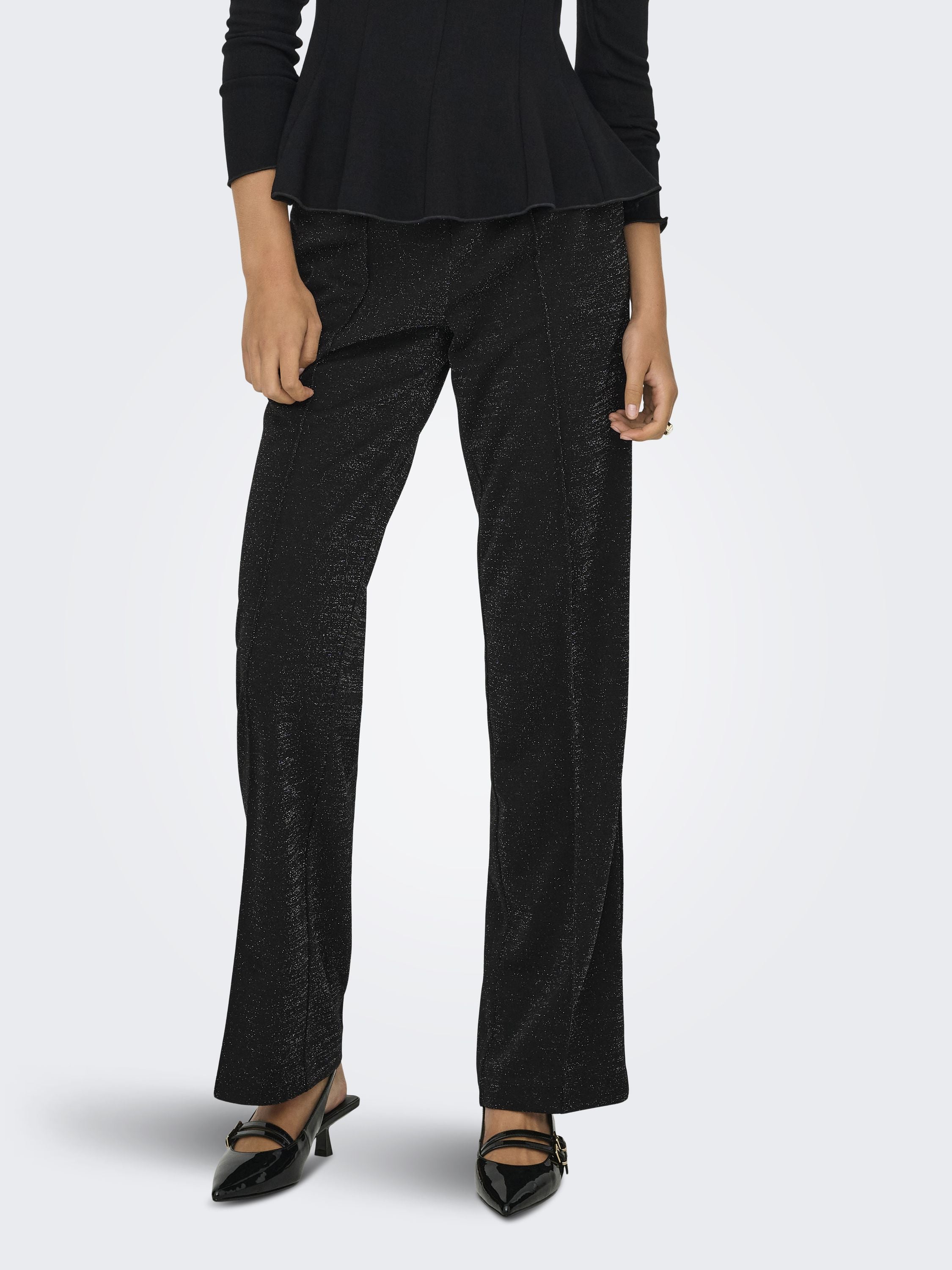 Schlupfhose Wide Leg - Black/SILVER LUREX - Schwarz