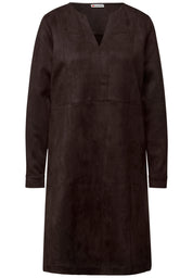 Velourskleid Midi mit V-Ausschnitt - 16866-deep roast brown - Braun