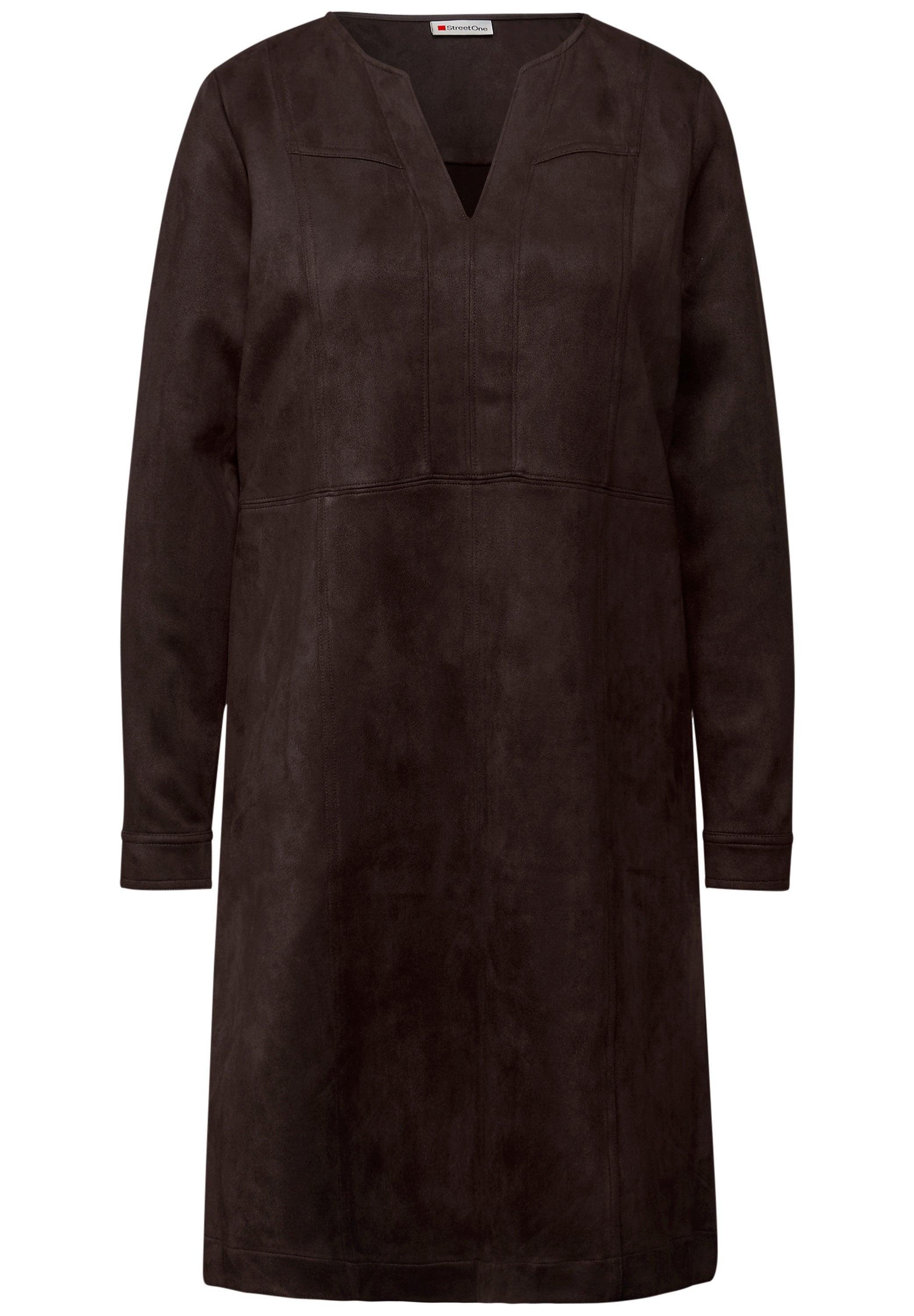 Velourskleid Midi mit V-Ausschnitt - 16866-deep roast brown - Braun