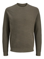 Strickpullover aus Baumwolle - Crocodile/Twist/Zizag structur - Khaki