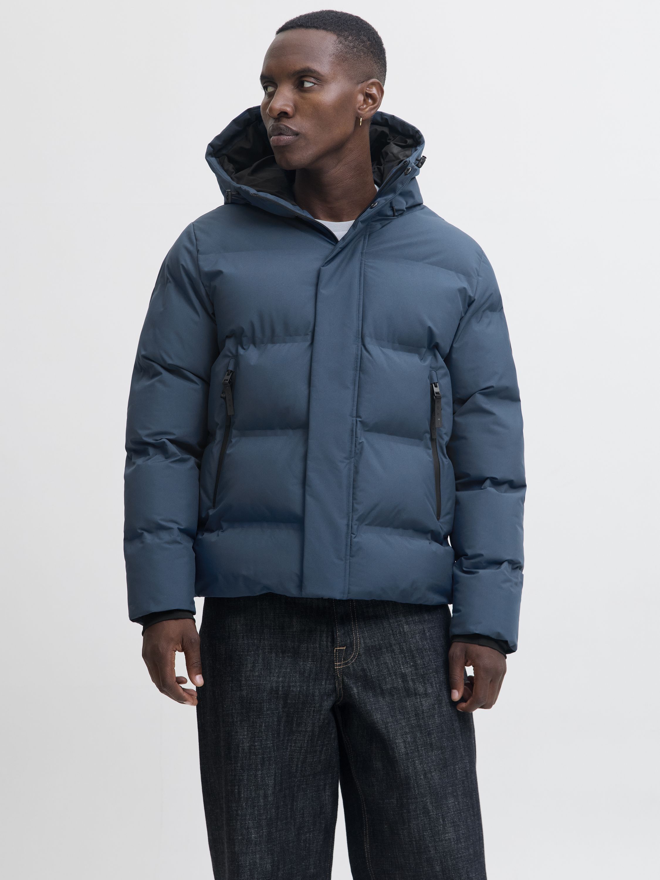 Steppjacke mit Kapuze - Titan - Blau