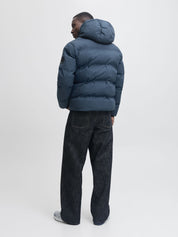 Steppjacke mit Kapuze - Titan - Blau