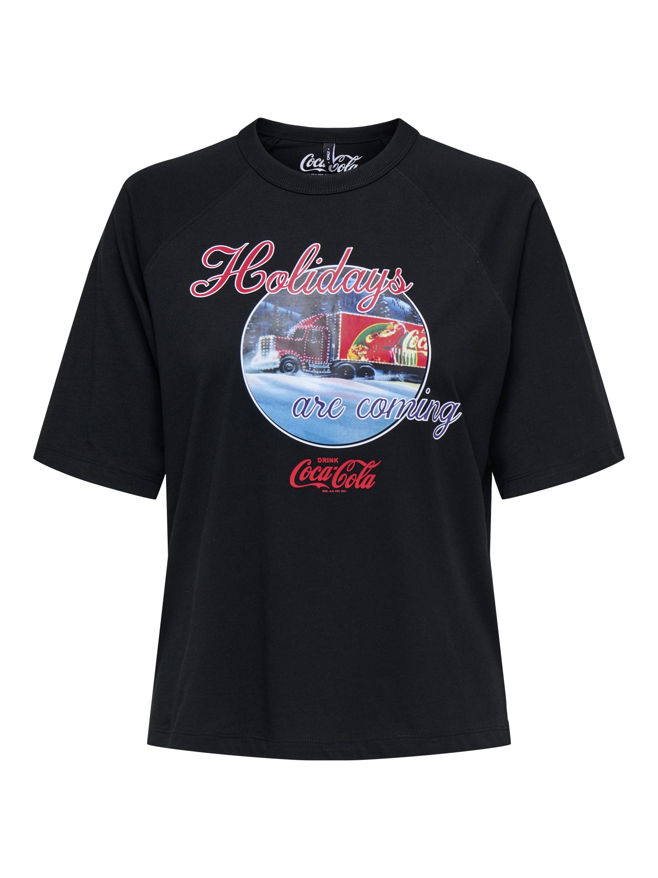 T-Shirt COCA COLA aus Bio-Baumwolle - Black/HOLIDAYS ARE COMING - Schwarz