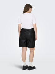 Shorts in Lederoptik Regular Fit - Black - Schwarz