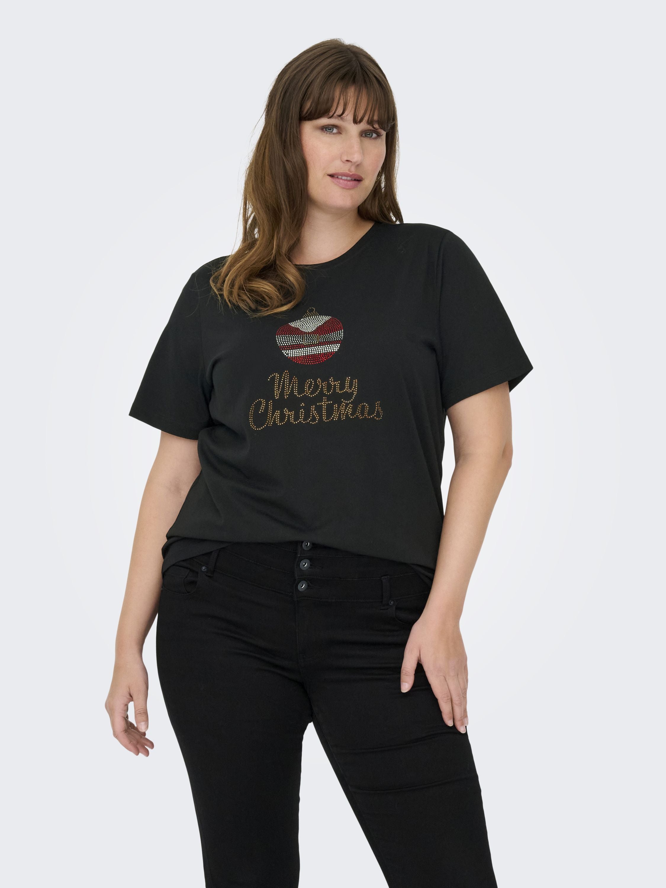 T-Shirt aus Bio-Baumwolle - Black/MERRY CHRSTMAS - Schwarz