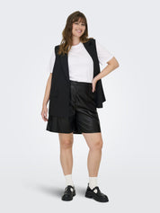 Shorts in Lederoptik Regular Fit - Black - Schwarz