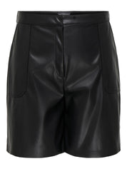 Shorts in Lederoptik Regular Fit - Black - Schwarz