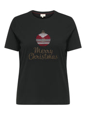 T-Shirt aus Bio-Baumwolle - Black/MERRY CHRSTMAS - Schwarz
