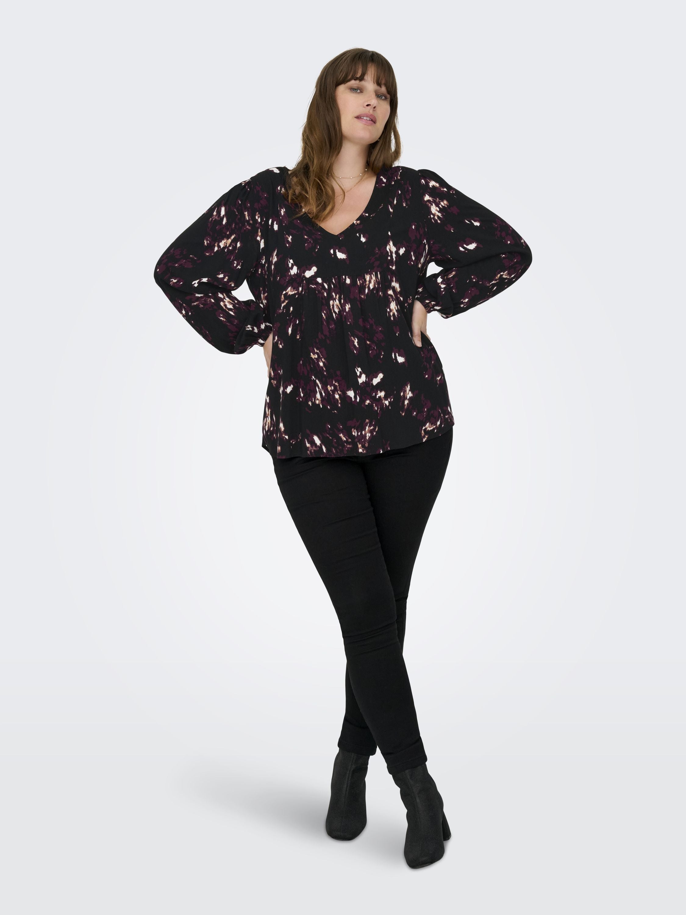 Bluse INDIGO LIFE aus Viskose - Black/SPOTLIGHT - Schwarz