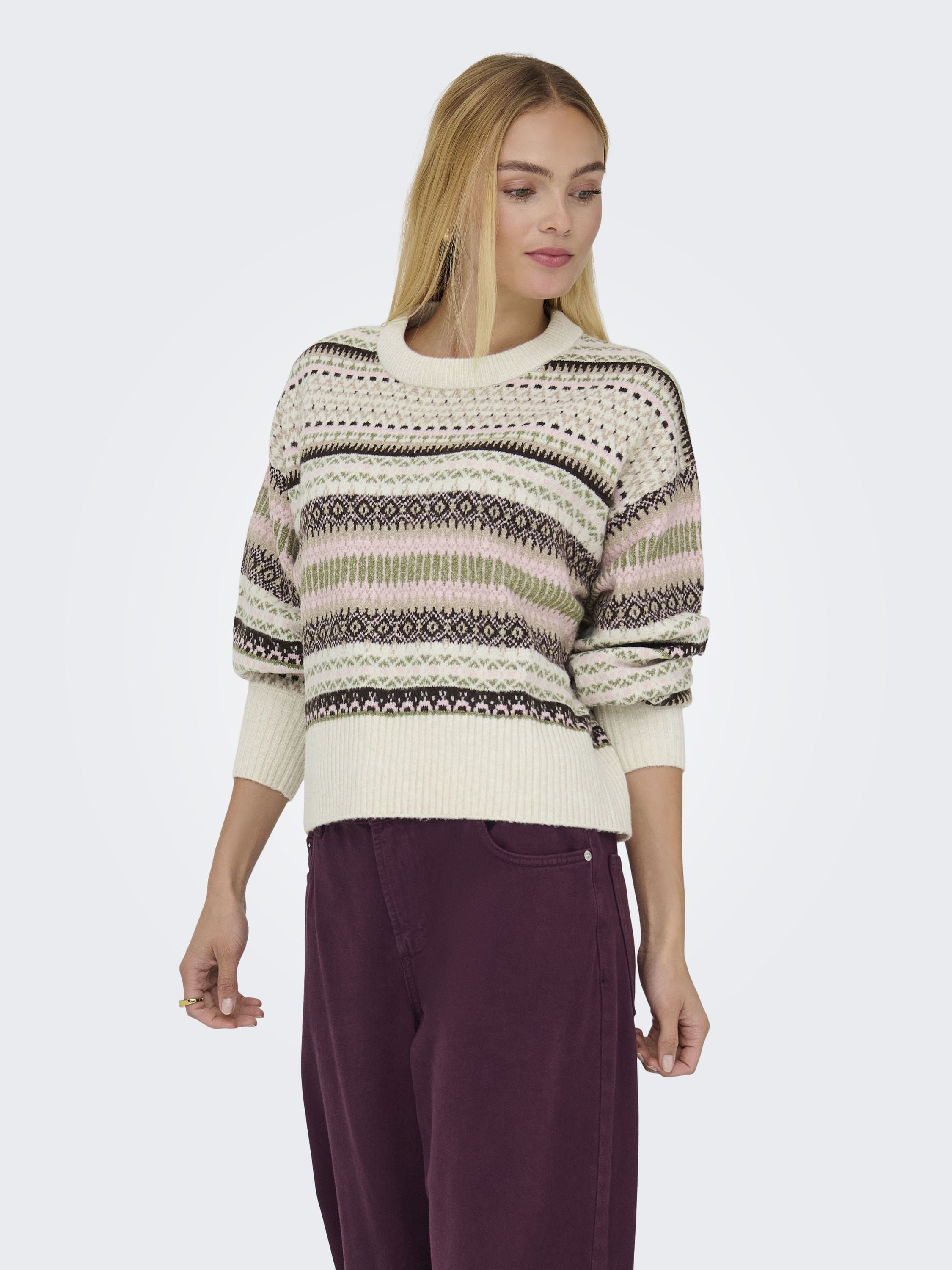 Strickpullover gemustert - Pumice Stone/JAQUARD - Creme
