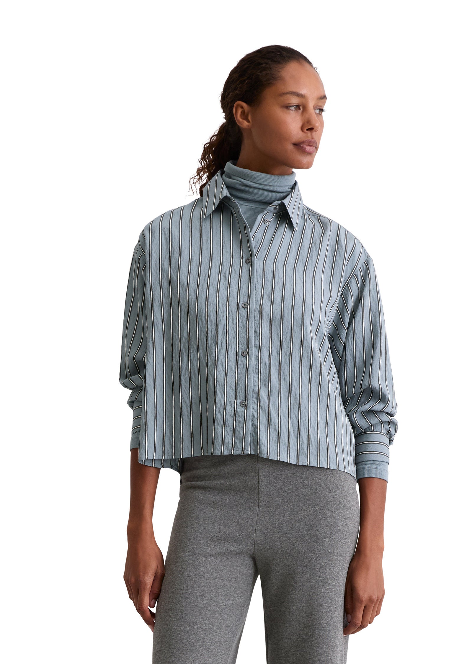 Bluse gestreift aus Viskosemix - O94-multi - Blau