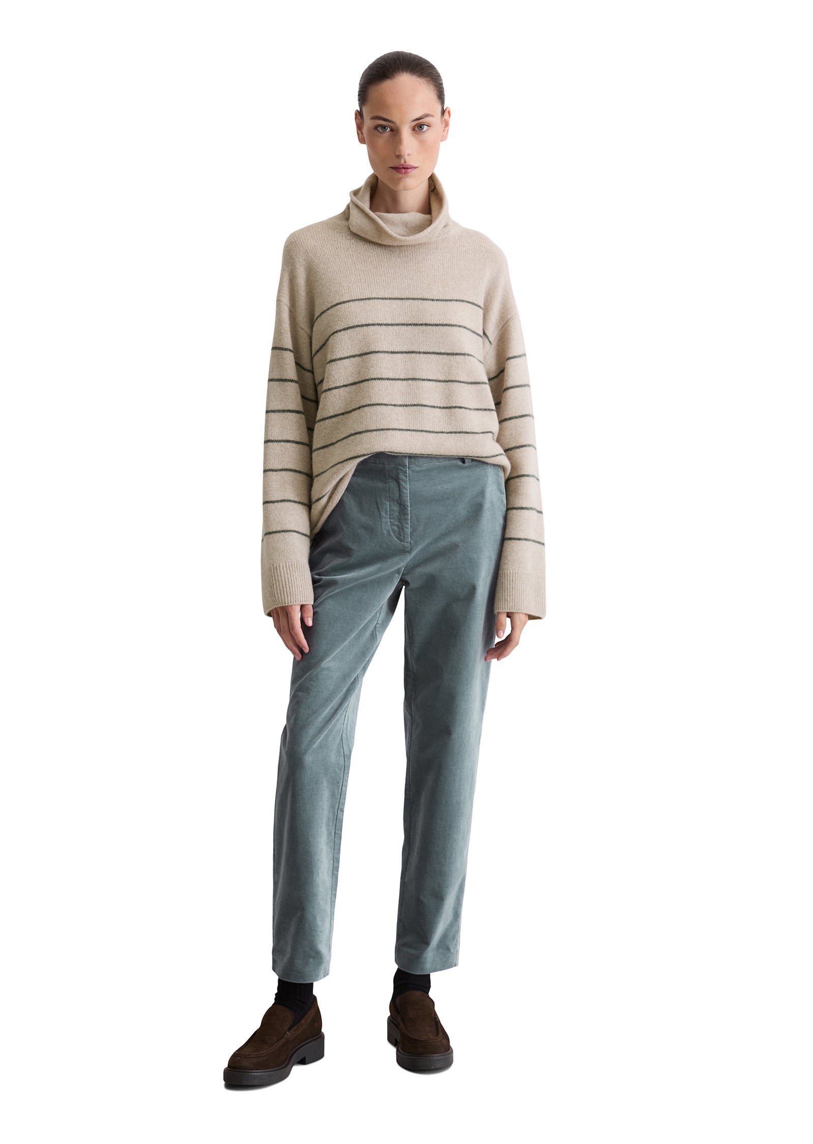 Strickpullover aus Schurwollmix - J42-striped / chalky mauve mel - Beige